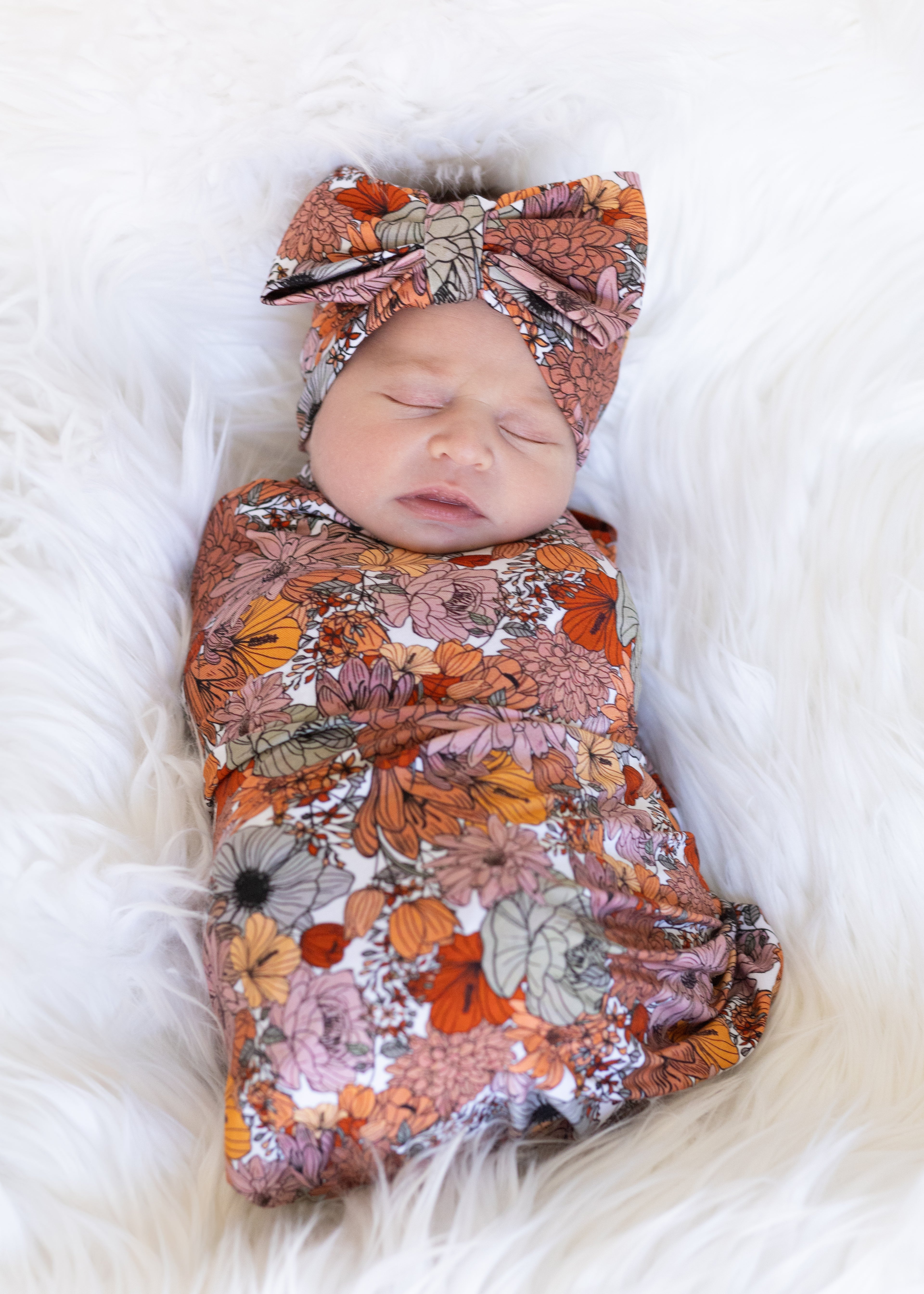 Fantastically Floral Swaddle and Bow Set