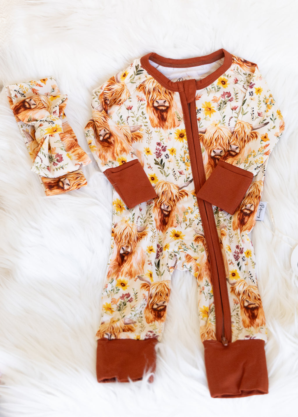 Cozy Cow Pajama and Bow Set