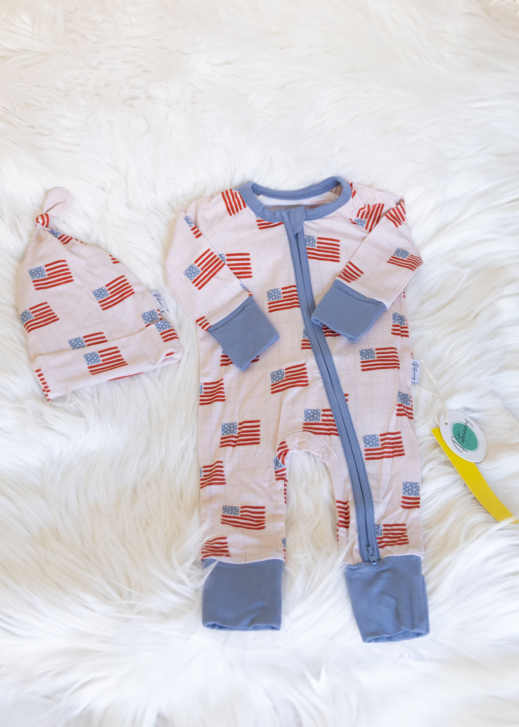 American Pride Zipper Pajama and Hat Set