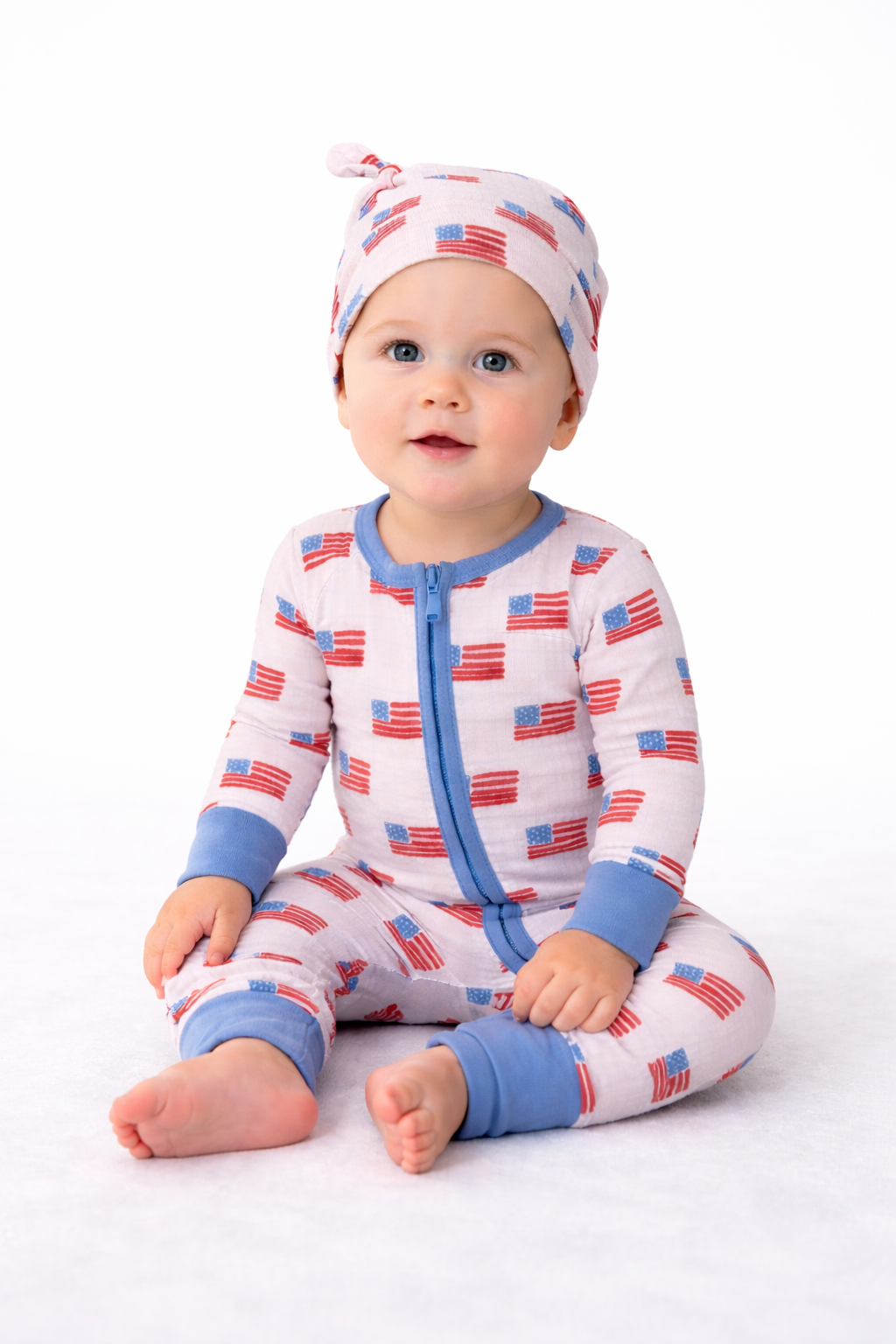 American Pride Zipper Pajama and Hat Set