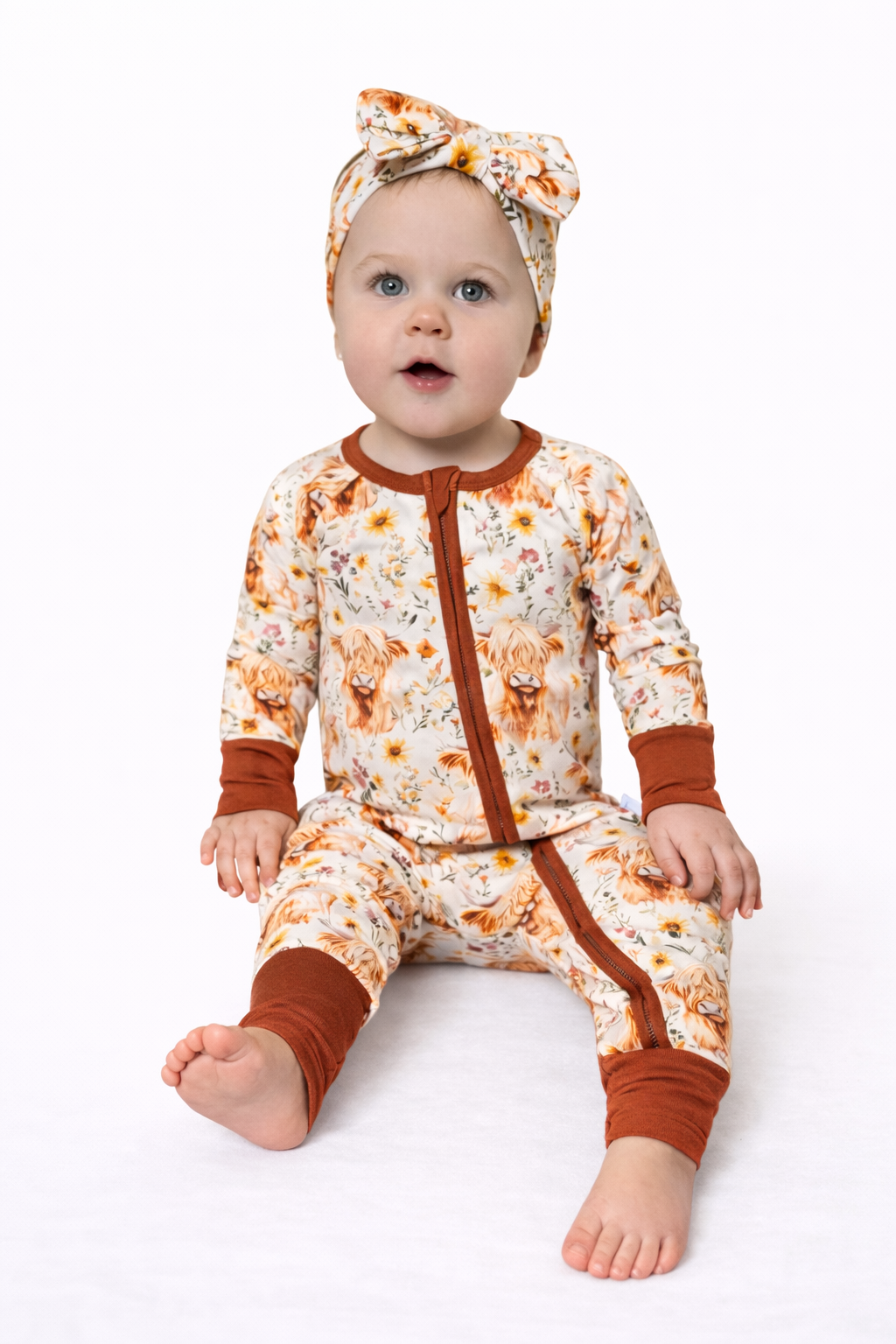 Cozy Cow Pajama and Bow Set